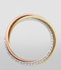Small White, Yellow, Rose Gold and Diamond Trinity Ring