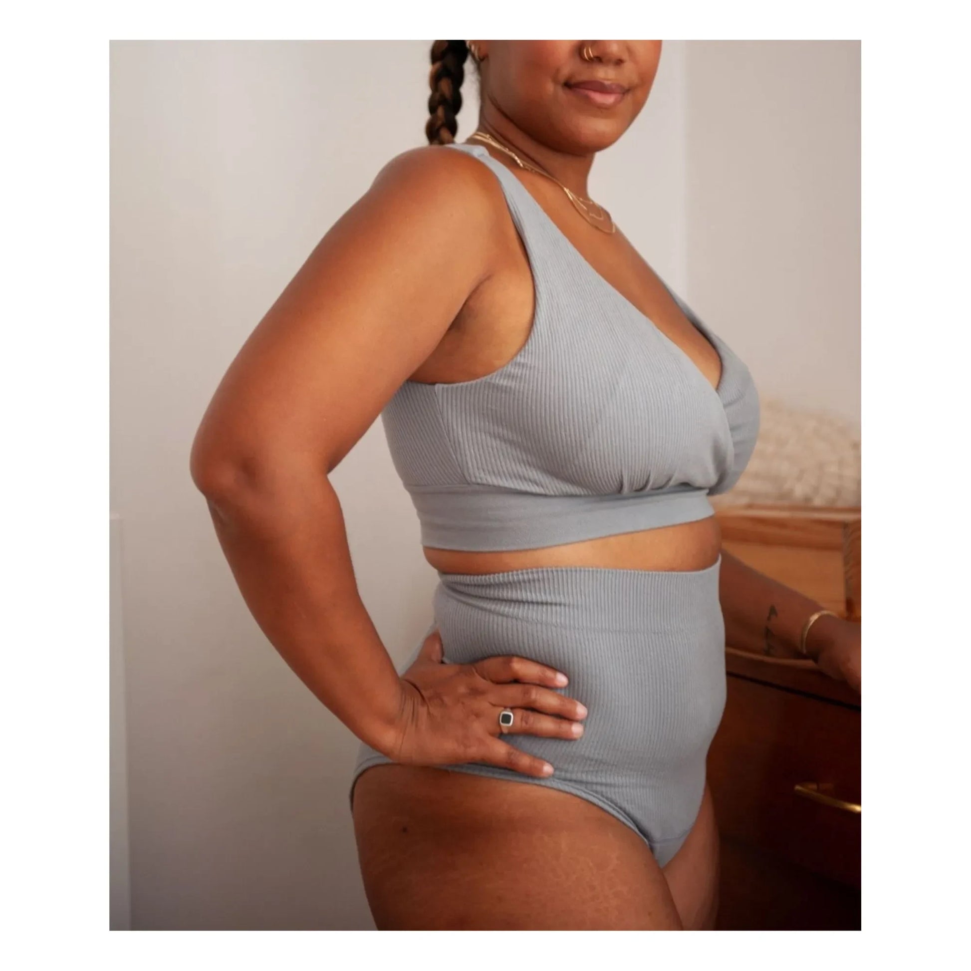 Mama Hangs - Everyday high-waisted panties | Grey blue