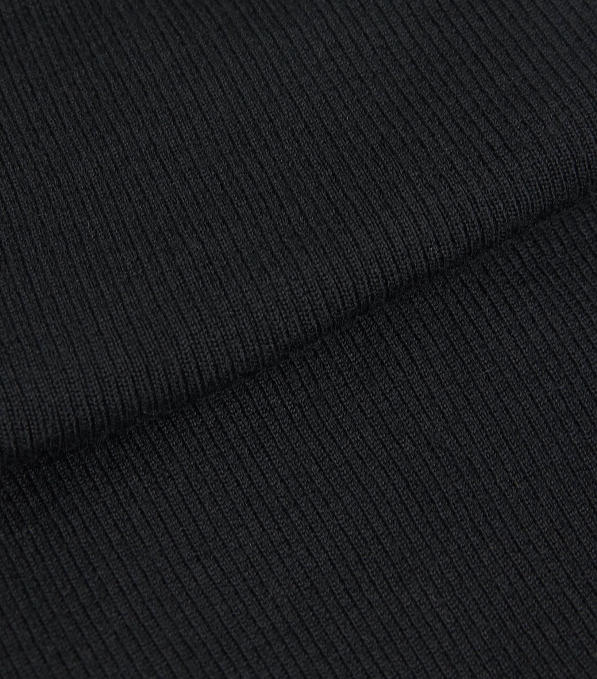 Black Virgin Wool Short-Sleeve Sweater
