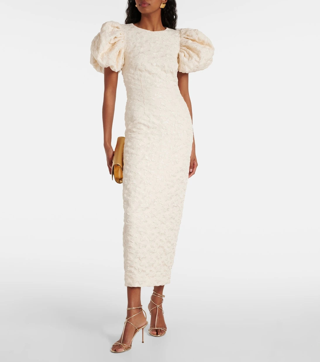 Rotate - Bridal floral jacquard midi dress