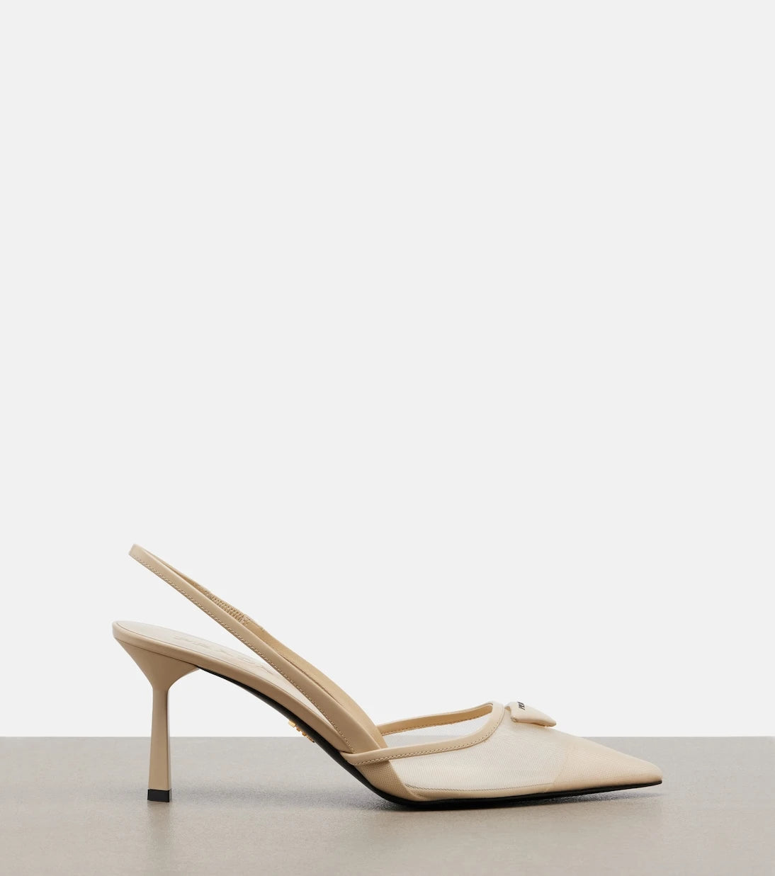 Prada - Leather-trimmed mesh slingback pumps