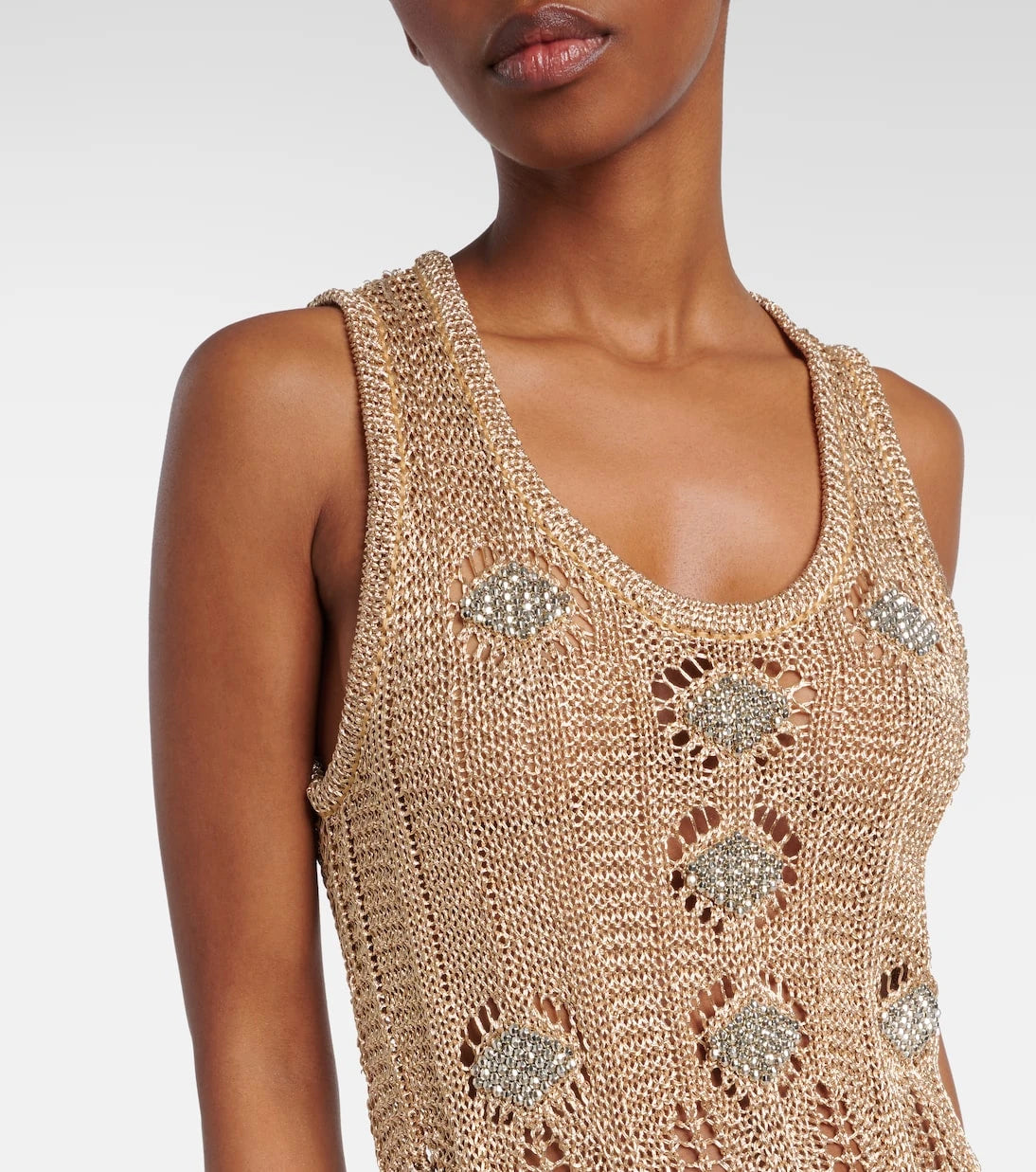 Rabanne - Crochet embellished midi dress