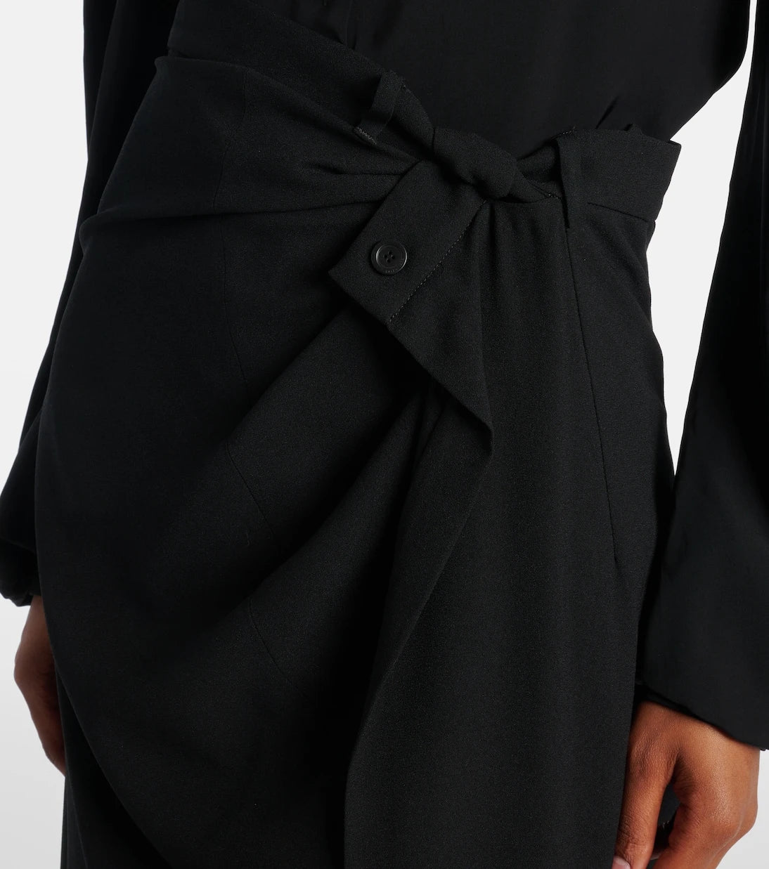 Balenciaga - Draped gathered crêpe midi skirt