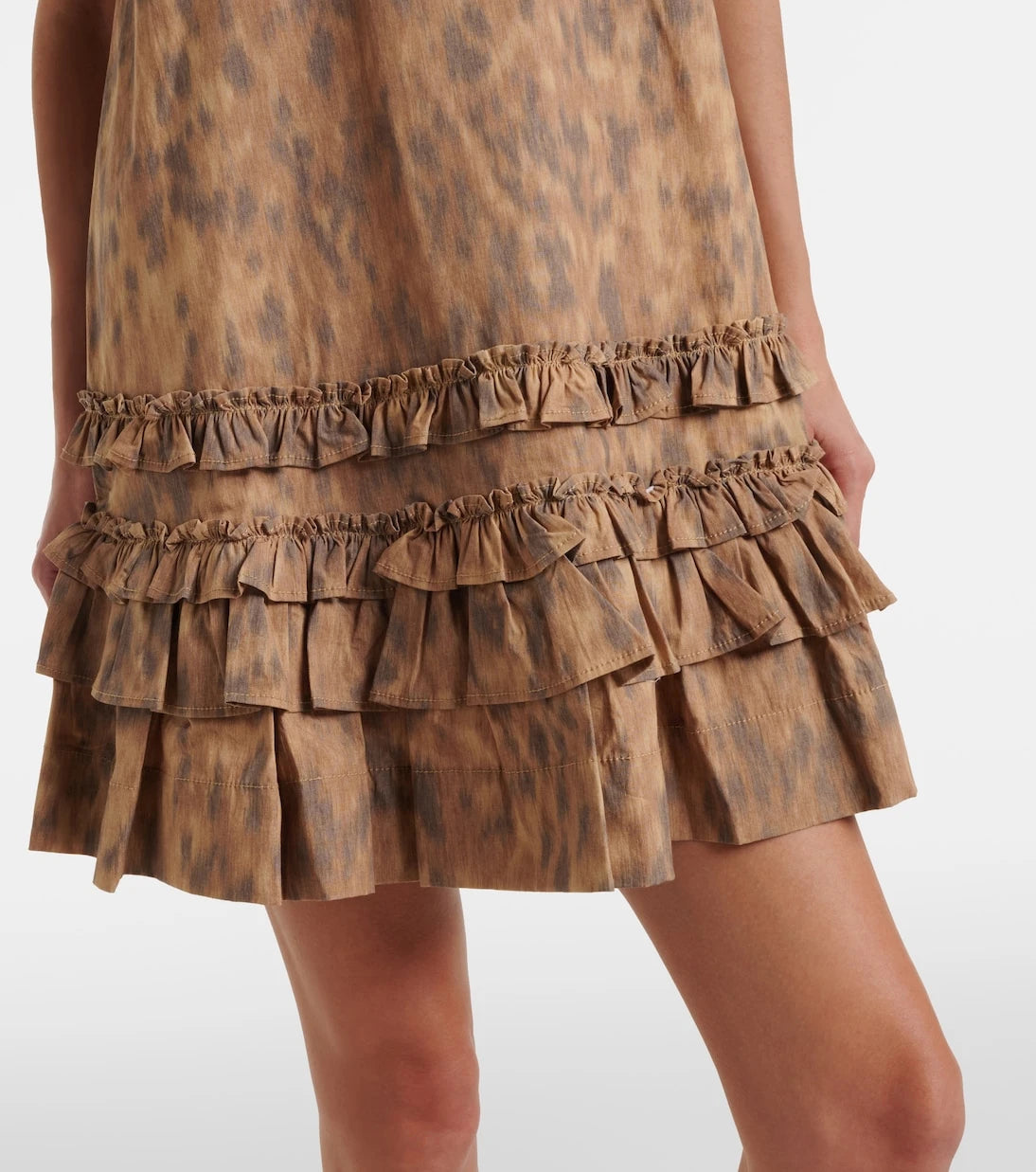 Ganni - Ruffled printed cotton minidress