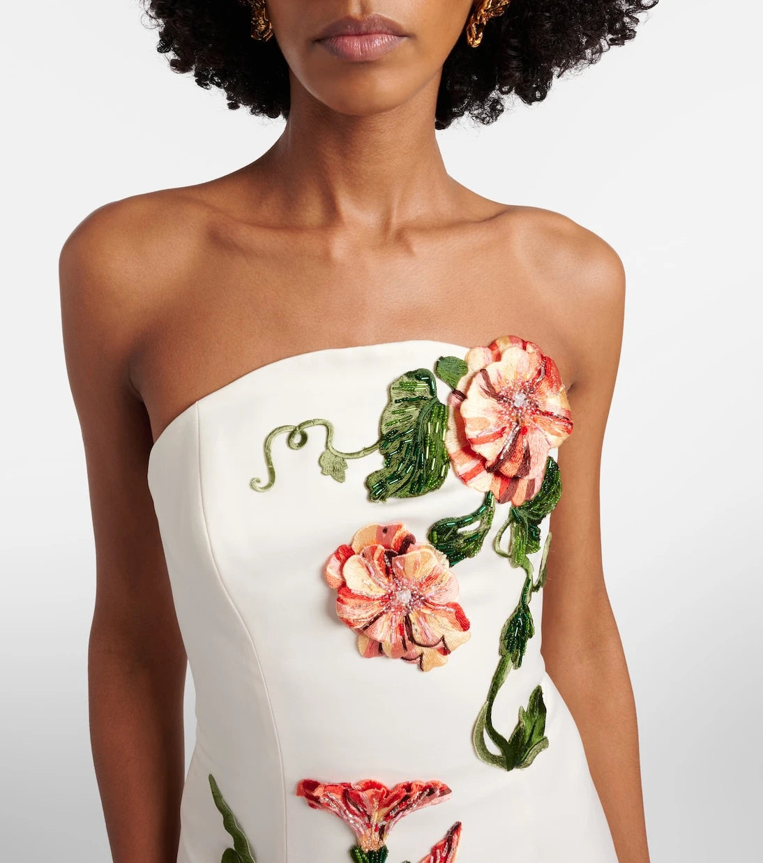 Leo Lin - Floral-appliqué halterneck gown