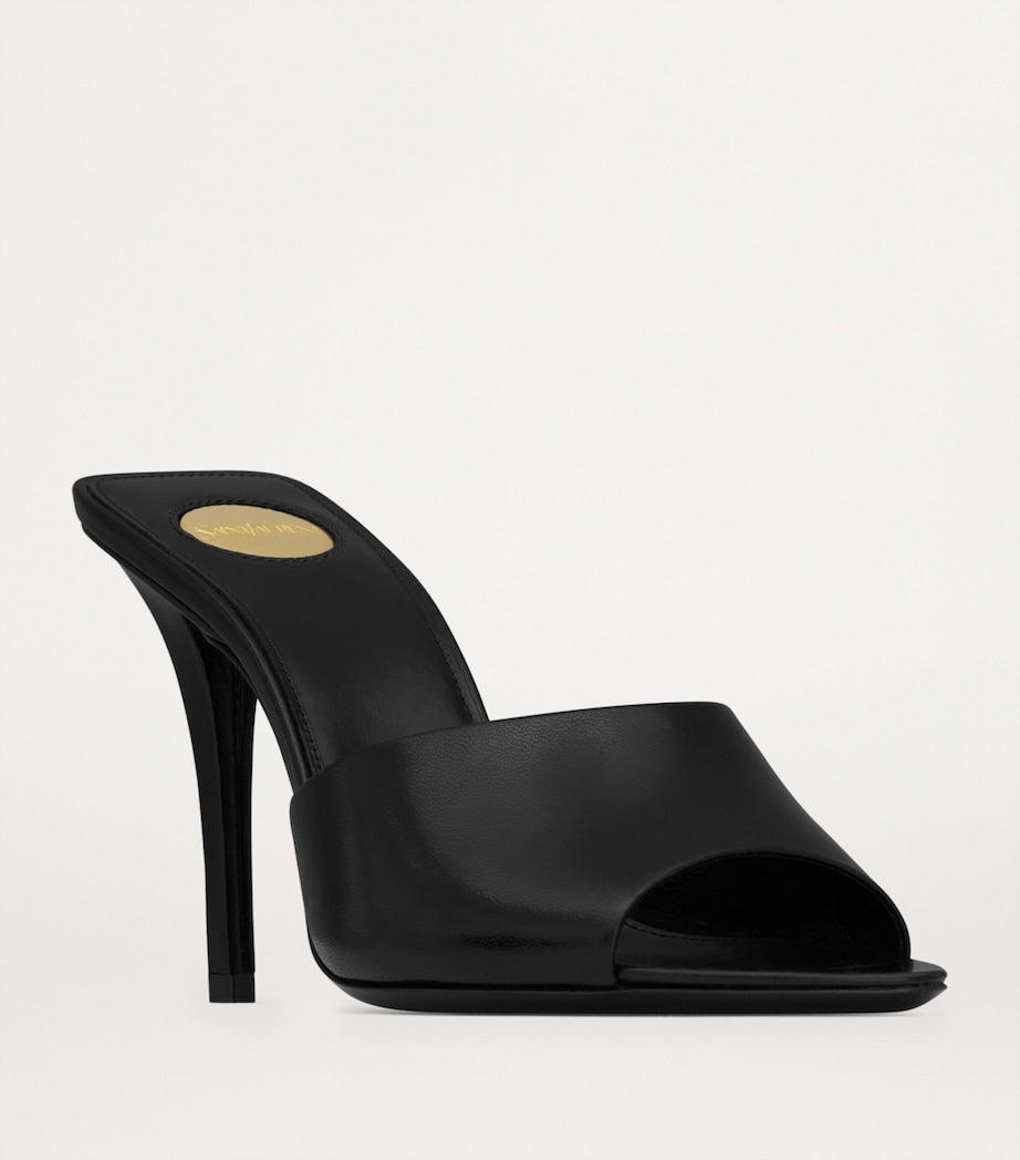 Black Leather Romy Mules 90