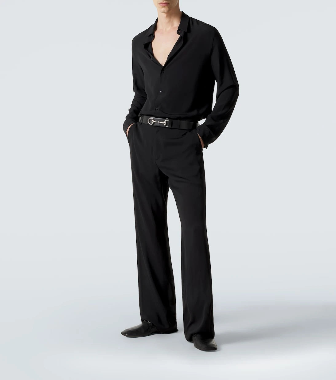 Gucci - Silk satin georgette wide-leg pants