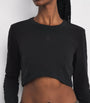 Sandro Paris Black Stretch-Cotton Logo Crop Top