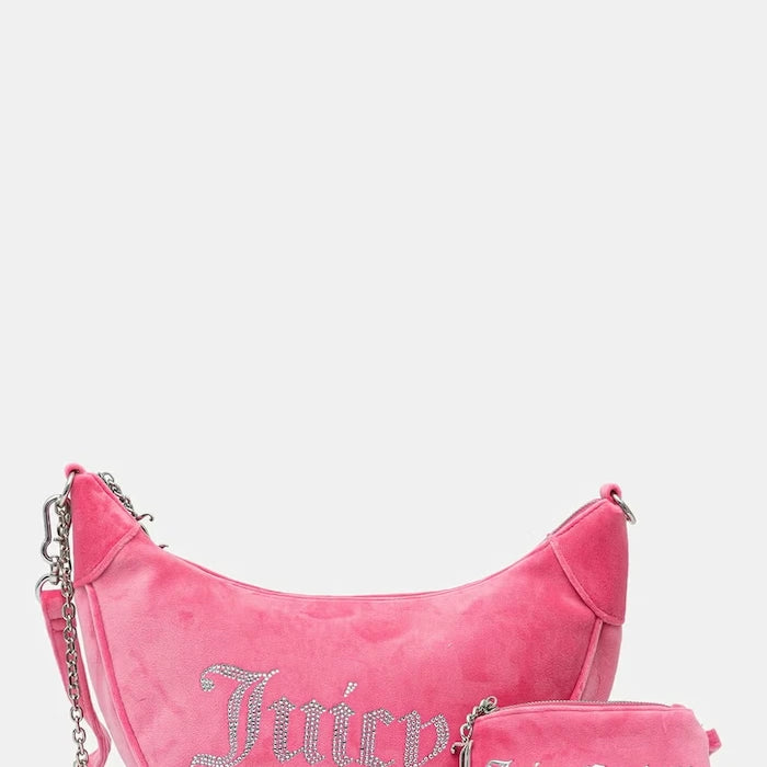 Juicy Couture kadife kadın kruvasan çanta Kimberly