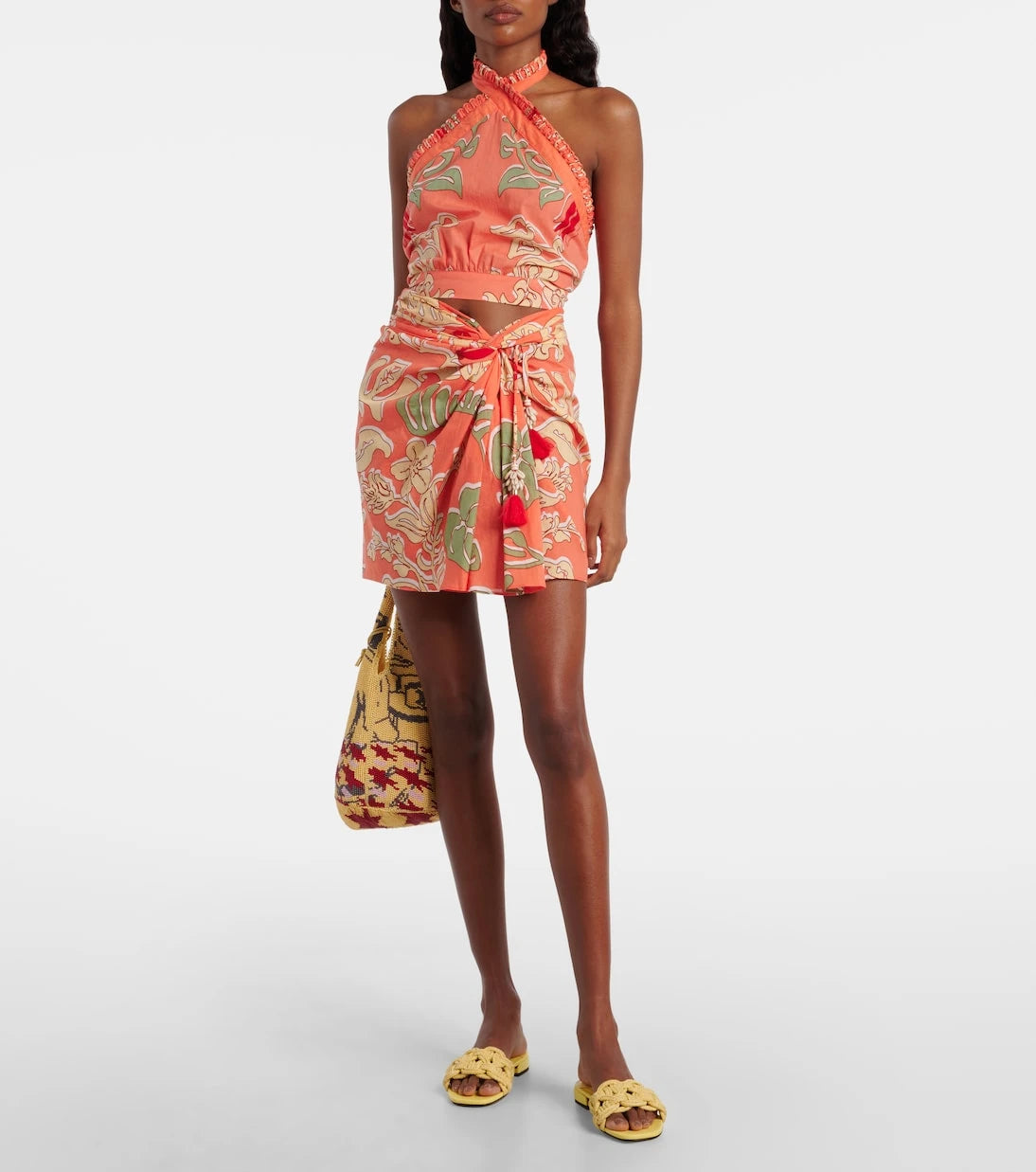 Poupette St Barth - Tilda gathered printed cotton miniskirt