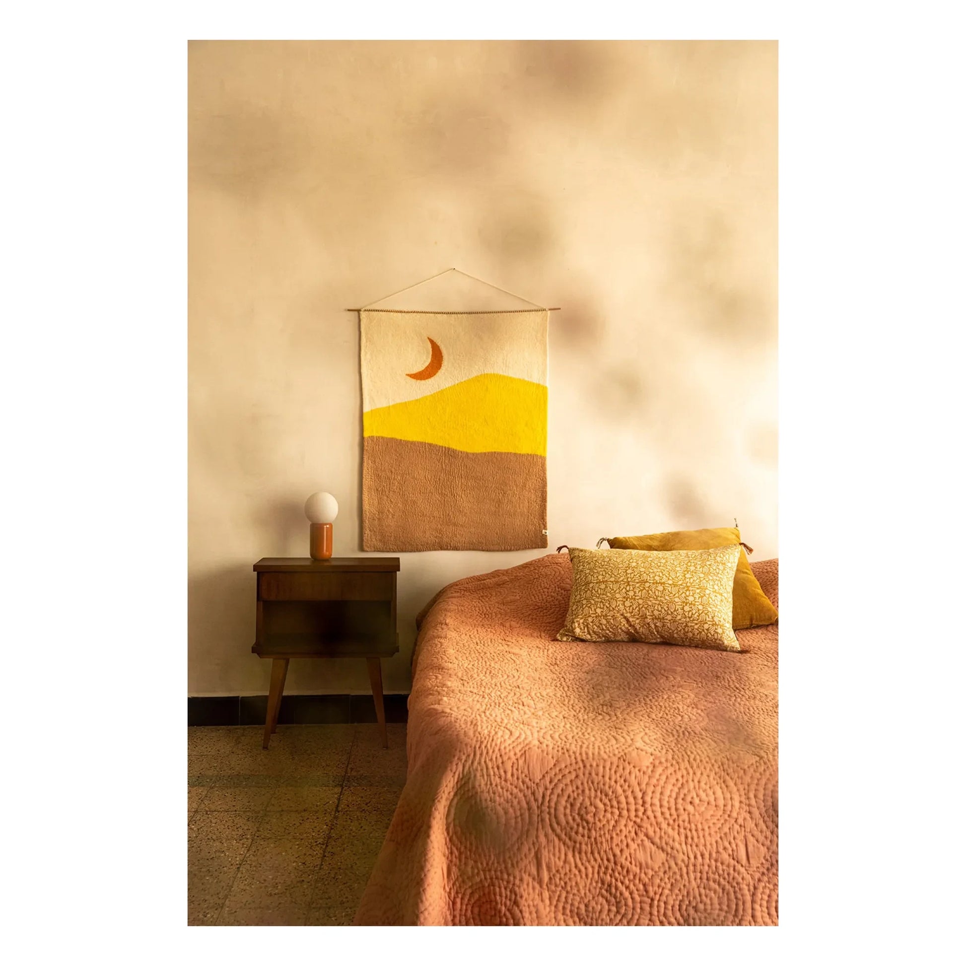 Muskhane - Midnight felt wall hanging | Beige
