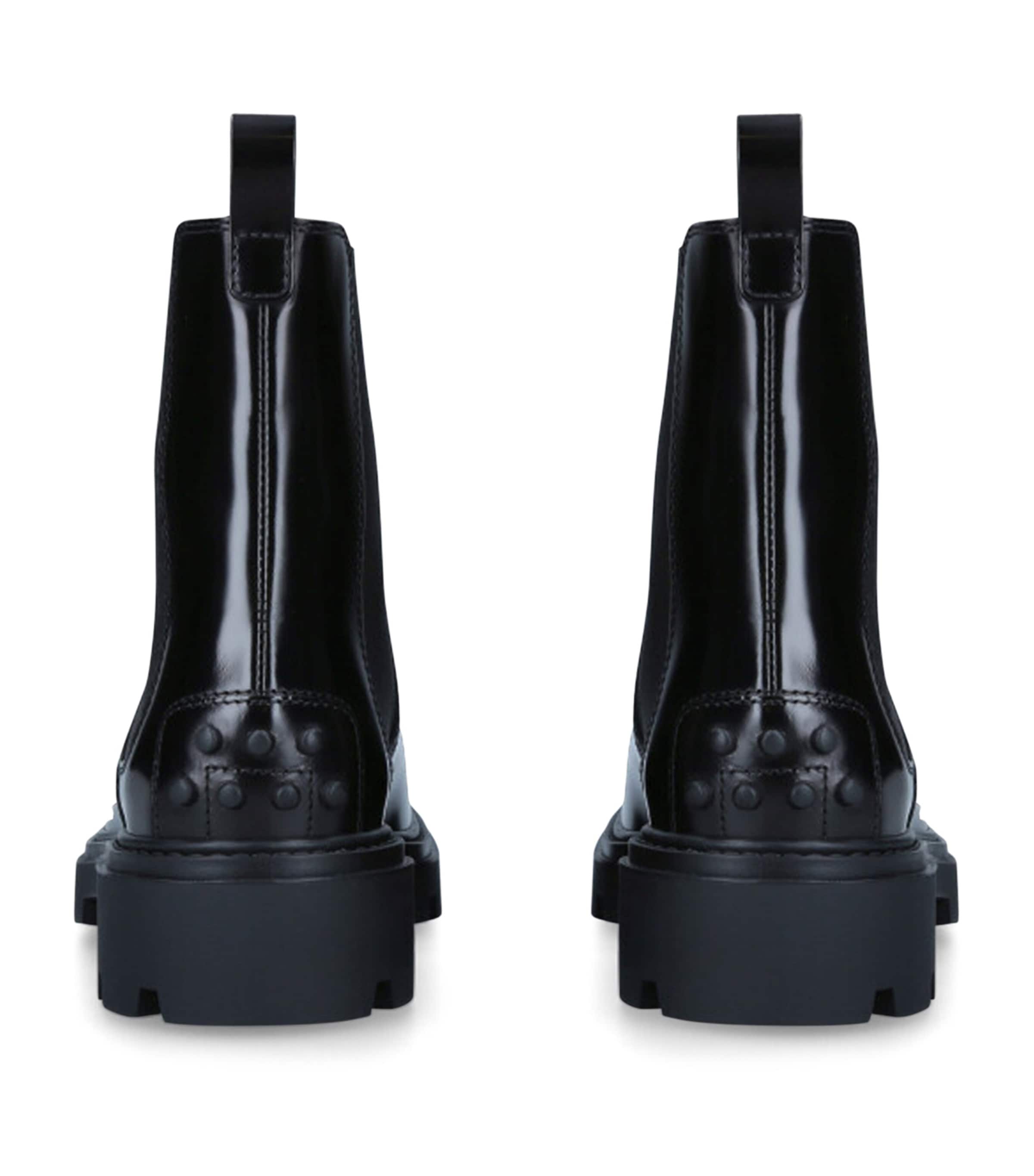 Tod's Black Leather Gomma Pesante Chelsea Boots