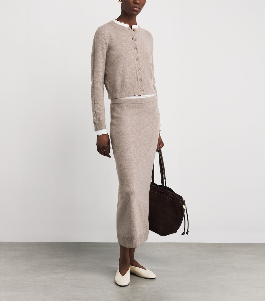 Sandro Paris Wool-Cashmere Midi Skirt