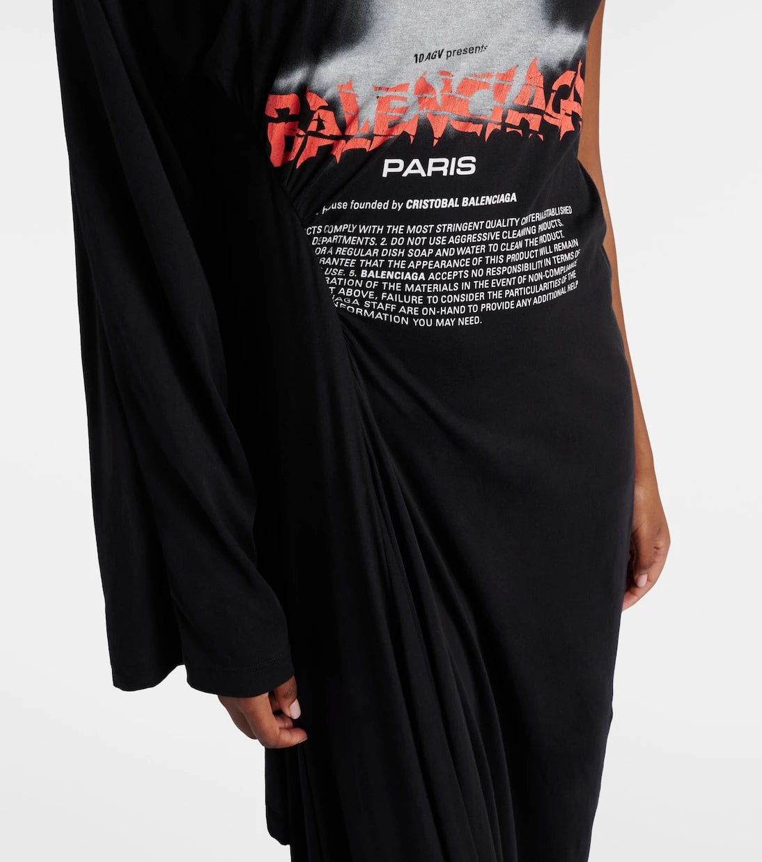 Balenciaga - Logo caped cotton jersey maxi dress