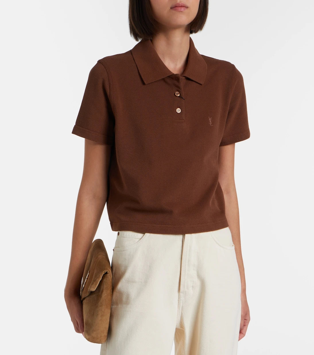 Saint Laurent - Cassandre cotton piqué polo shirt