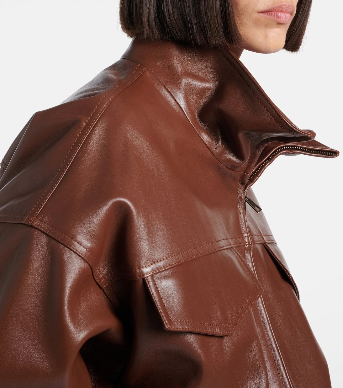 Balenciaga - Cropped oversized leather jacket