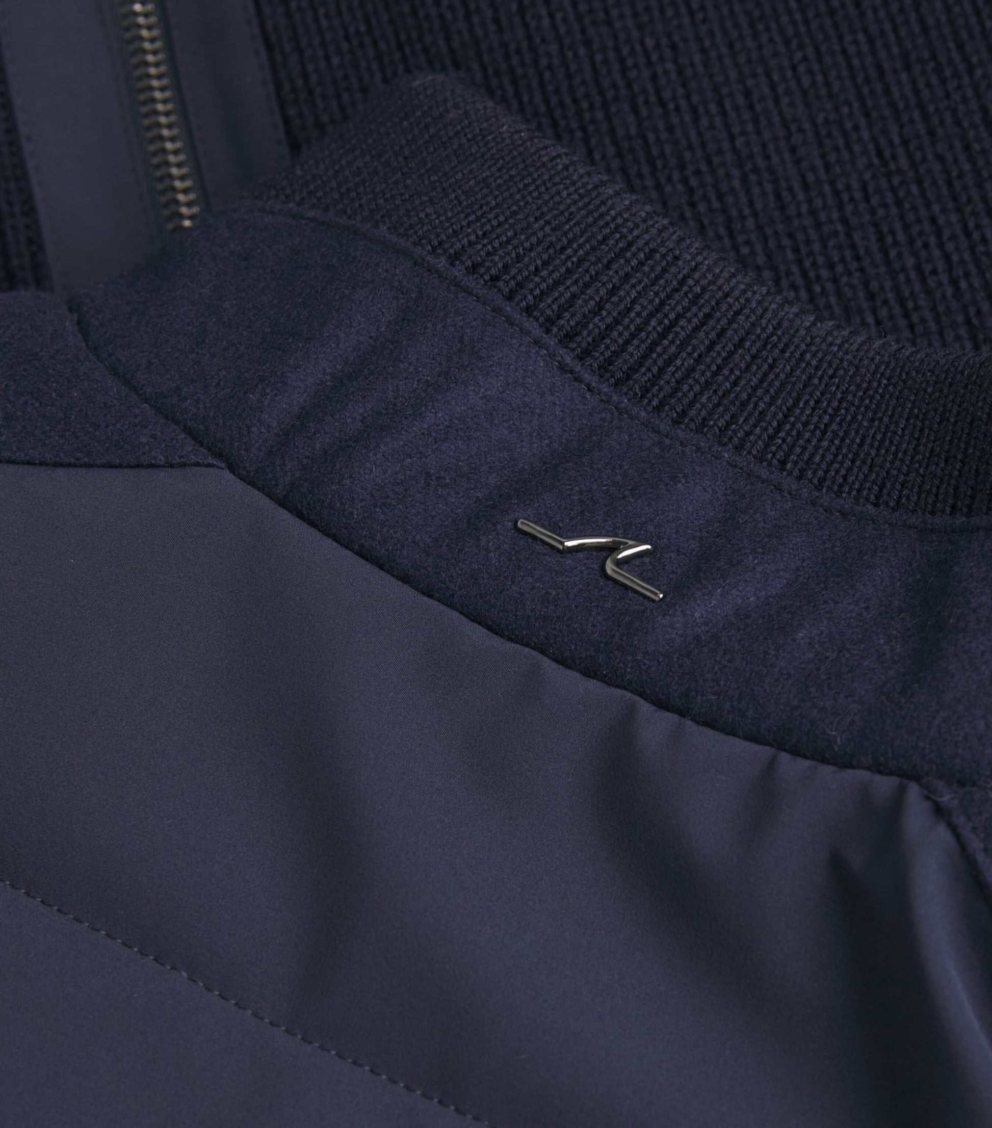 Paul & Shark Blue Wool Panelled Ribbed Zipped Sweater