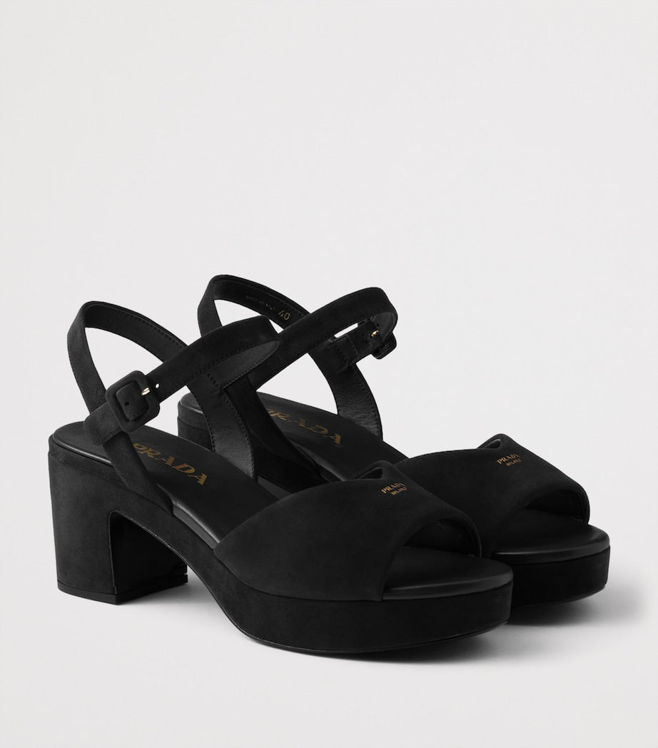 Prada Suede Padded Heeled Sandals 65