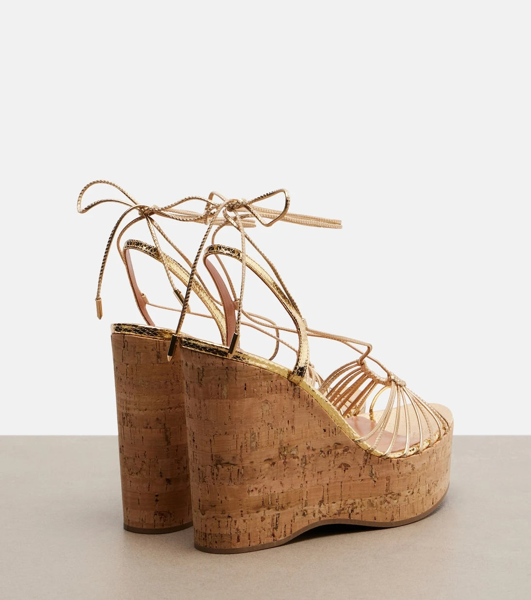 Aquazzura - Ritmo metallic leather wedge sandals