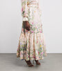 Pink Linen-Silk Belted Maxi Skirt