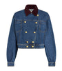 Claudie Pierlot Blue Corduroy-Collar Denim Jacket