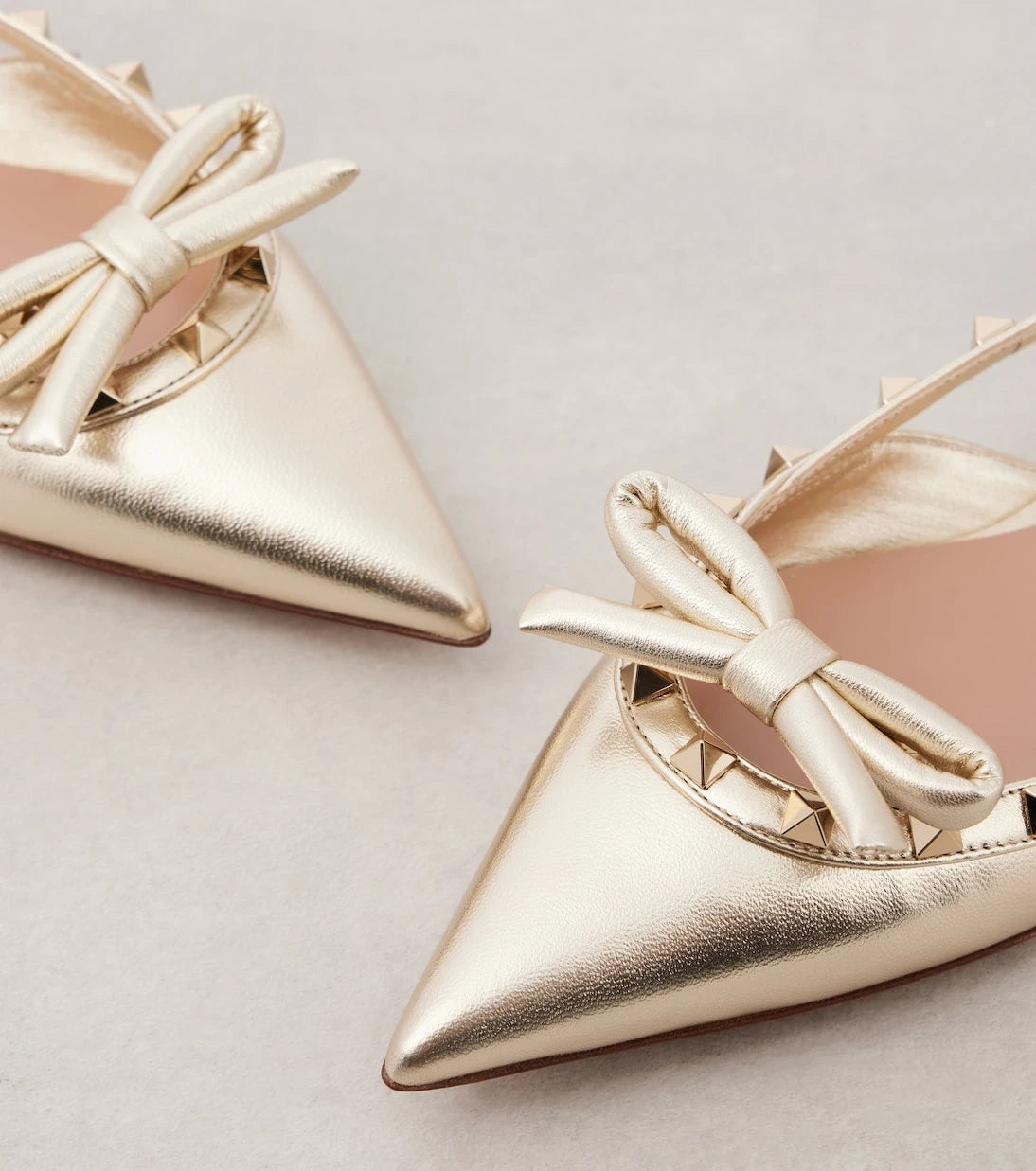Valentino Garavani - Rockstud metallic leather slingback flats