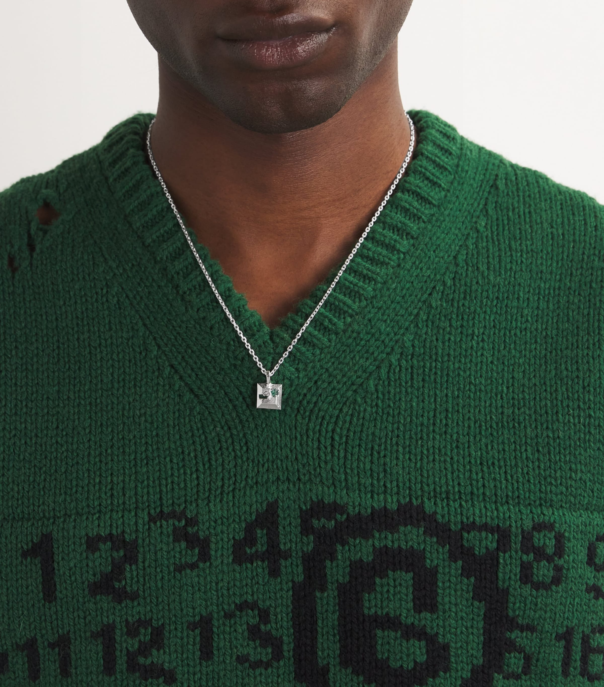 Sterling Silver and Emerald Necklace