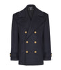 Balmain Merino Wool-Blend Stripe Pea Coat