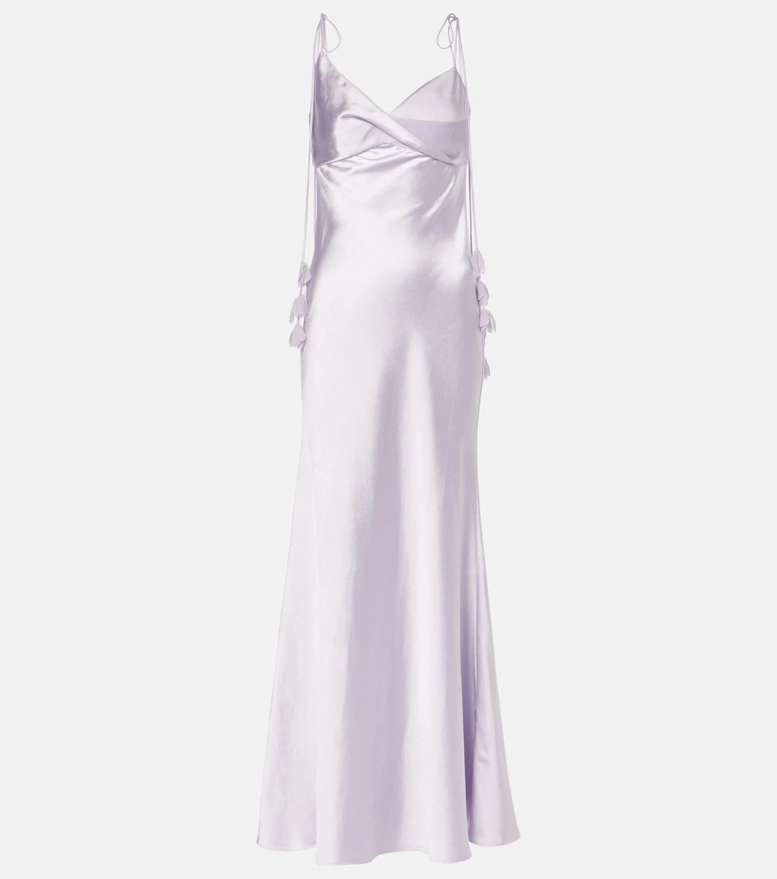 Self-Portrait - Floral-appliqué satin maxi dress