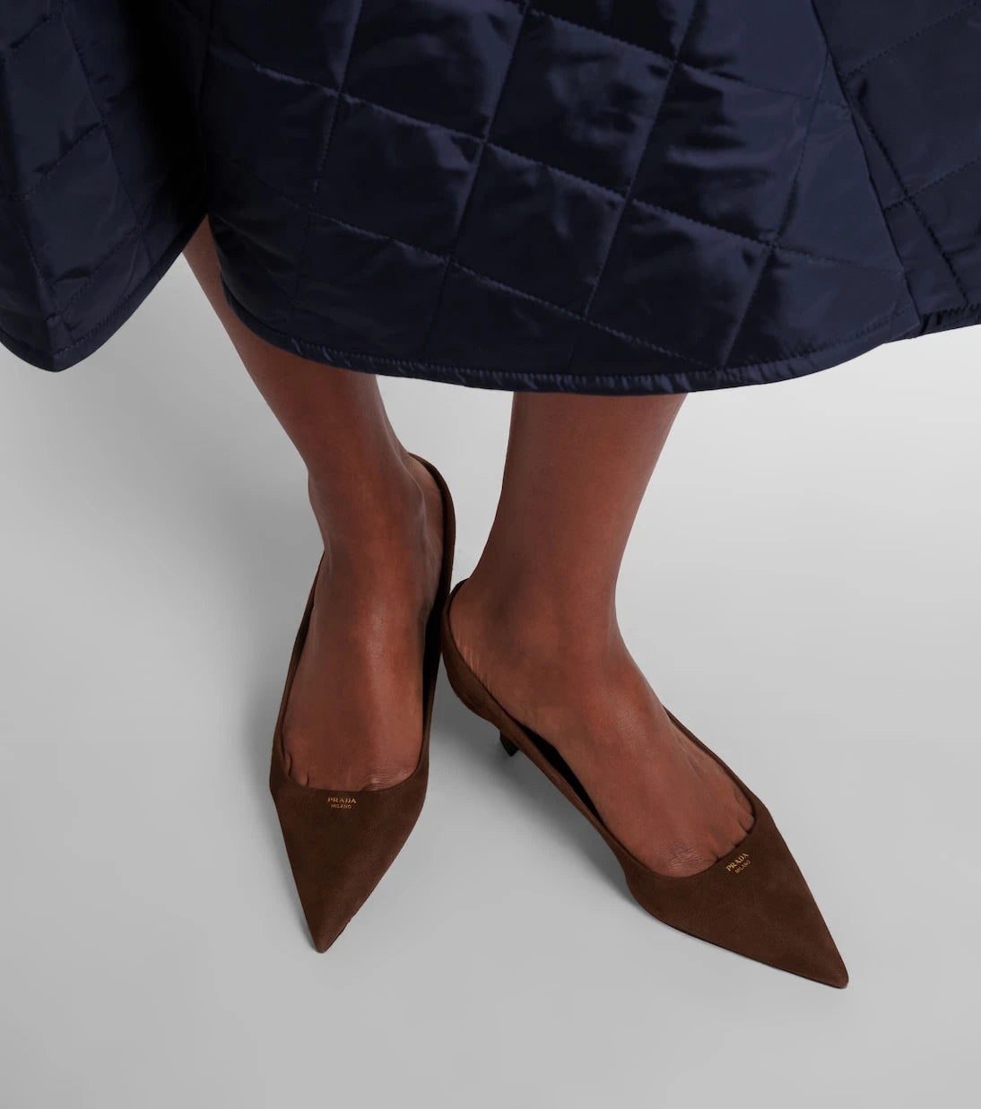 Prada - 55 logo suede pumps