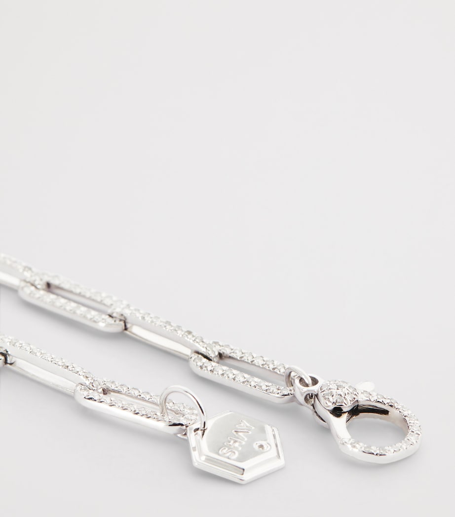 White Gold and Diamond Flat Cable Link Necklace