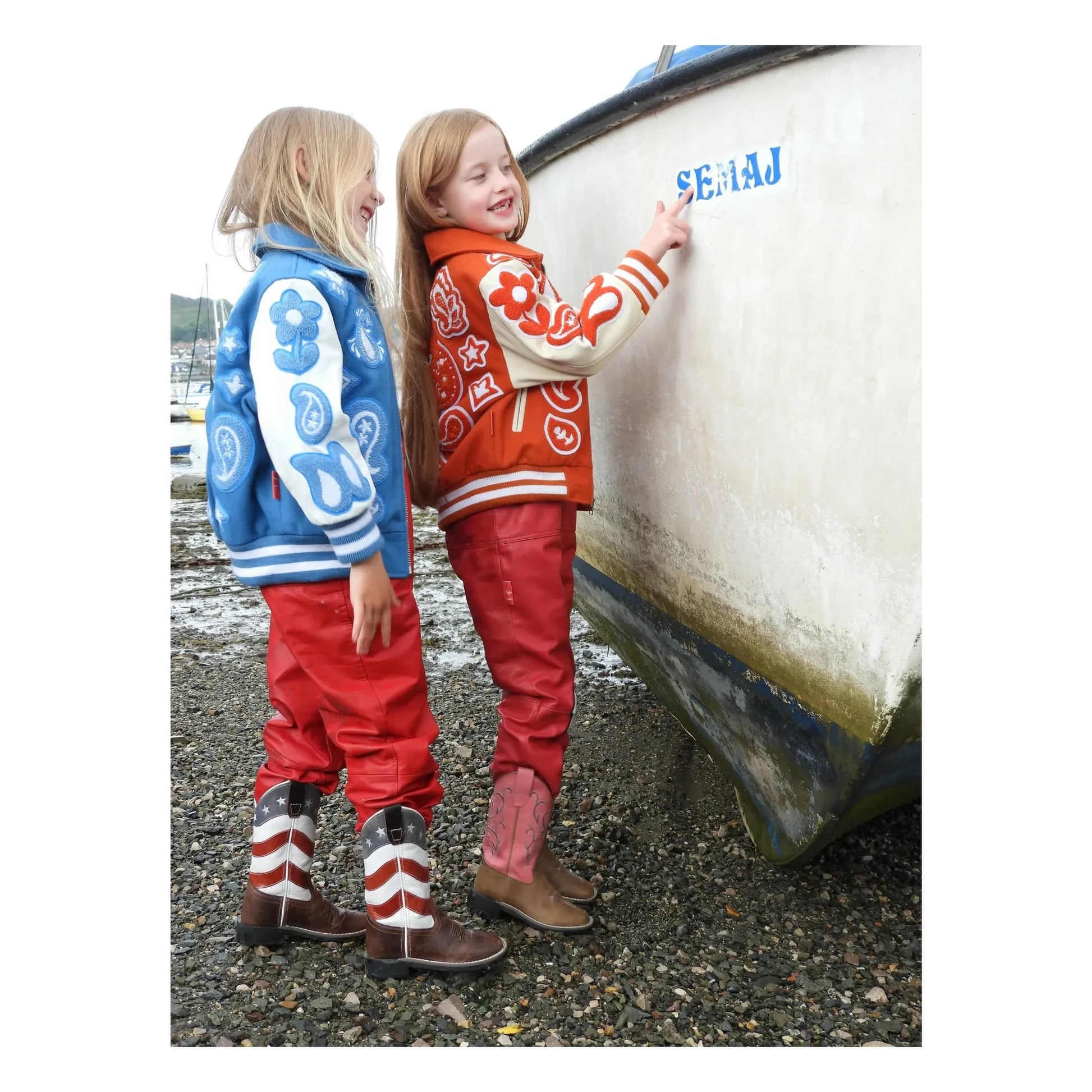 Fille Garçon - Paisley Wool and Leather Bomber | Blue