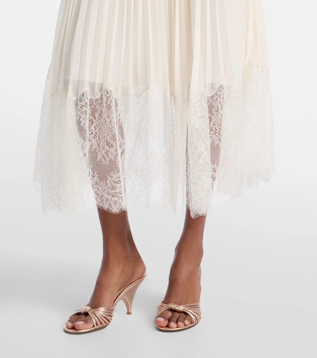 Self-Portrait - Bouclé and chiffon midi dress