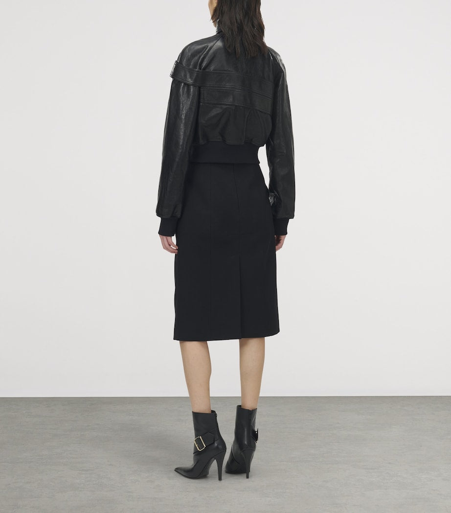 McQueen Black Leather Bomber Jacket