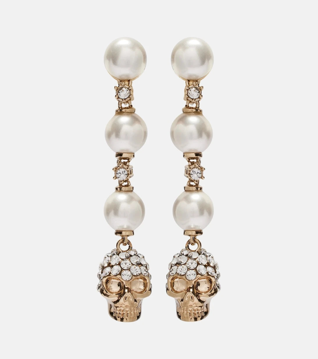 McQueen - Skull crystal-embellished drop earrings