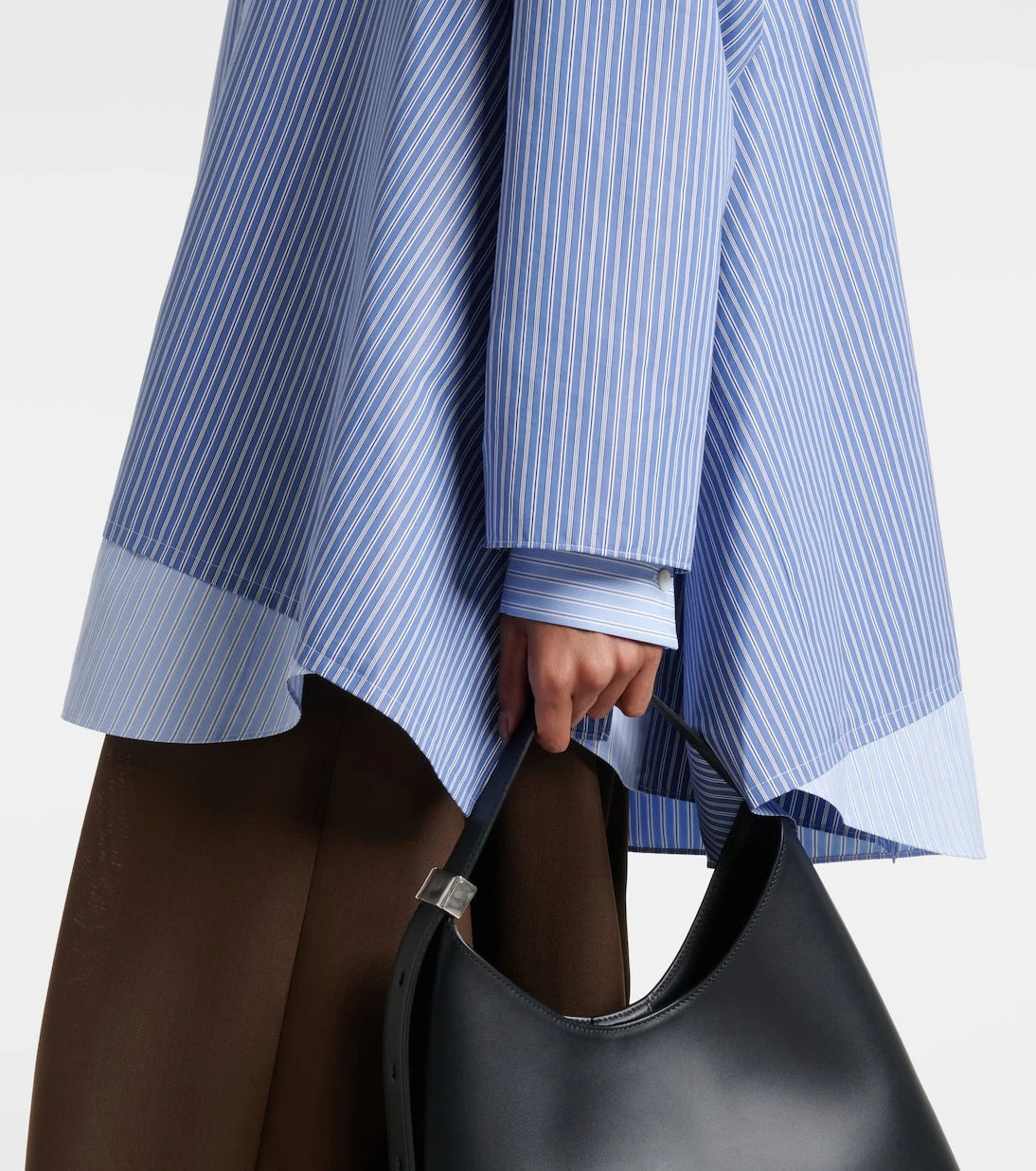 Sacai - Striped oversized cotton-blend shirt