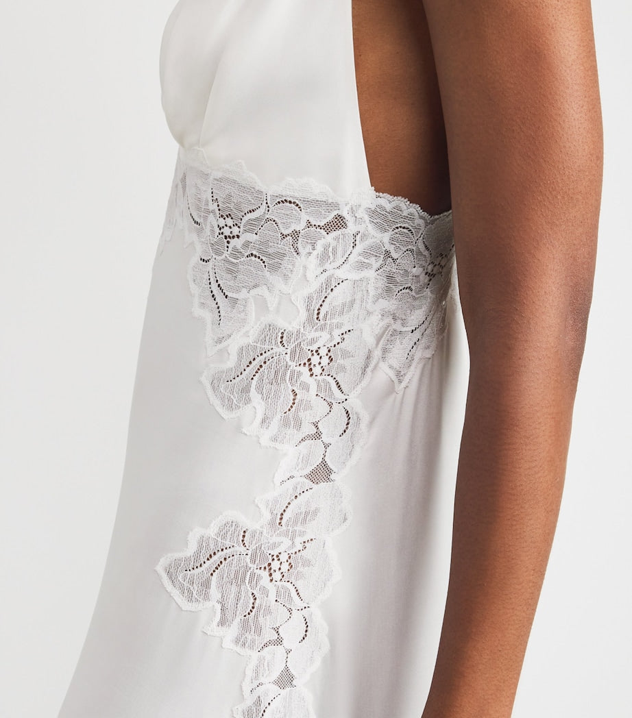 Bocan White Lace-Trim Slip Dress