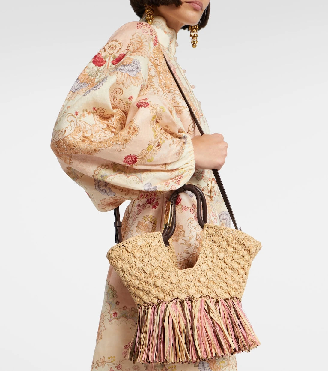 Zimmermann - Goldentime Small raffia tote bag