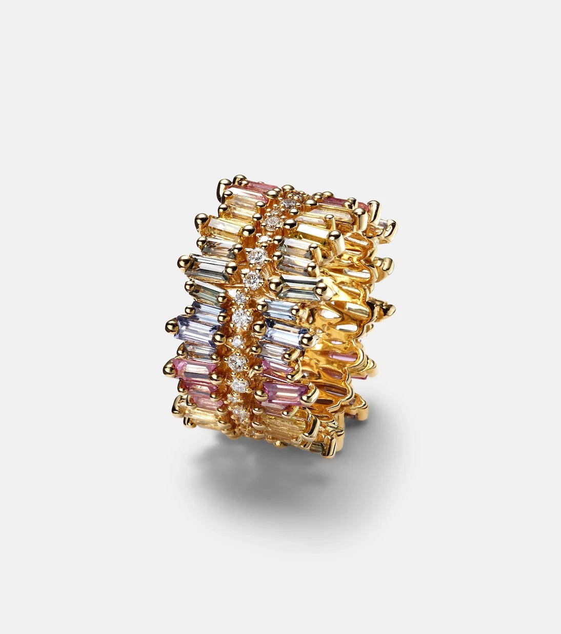 Suzanne Kalan - 18kt gold ring with diamonds and sapphires