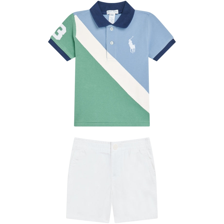 Ralph Lauren Kids Stripe Polo Shirt and Shorts Set (3-12 Months)