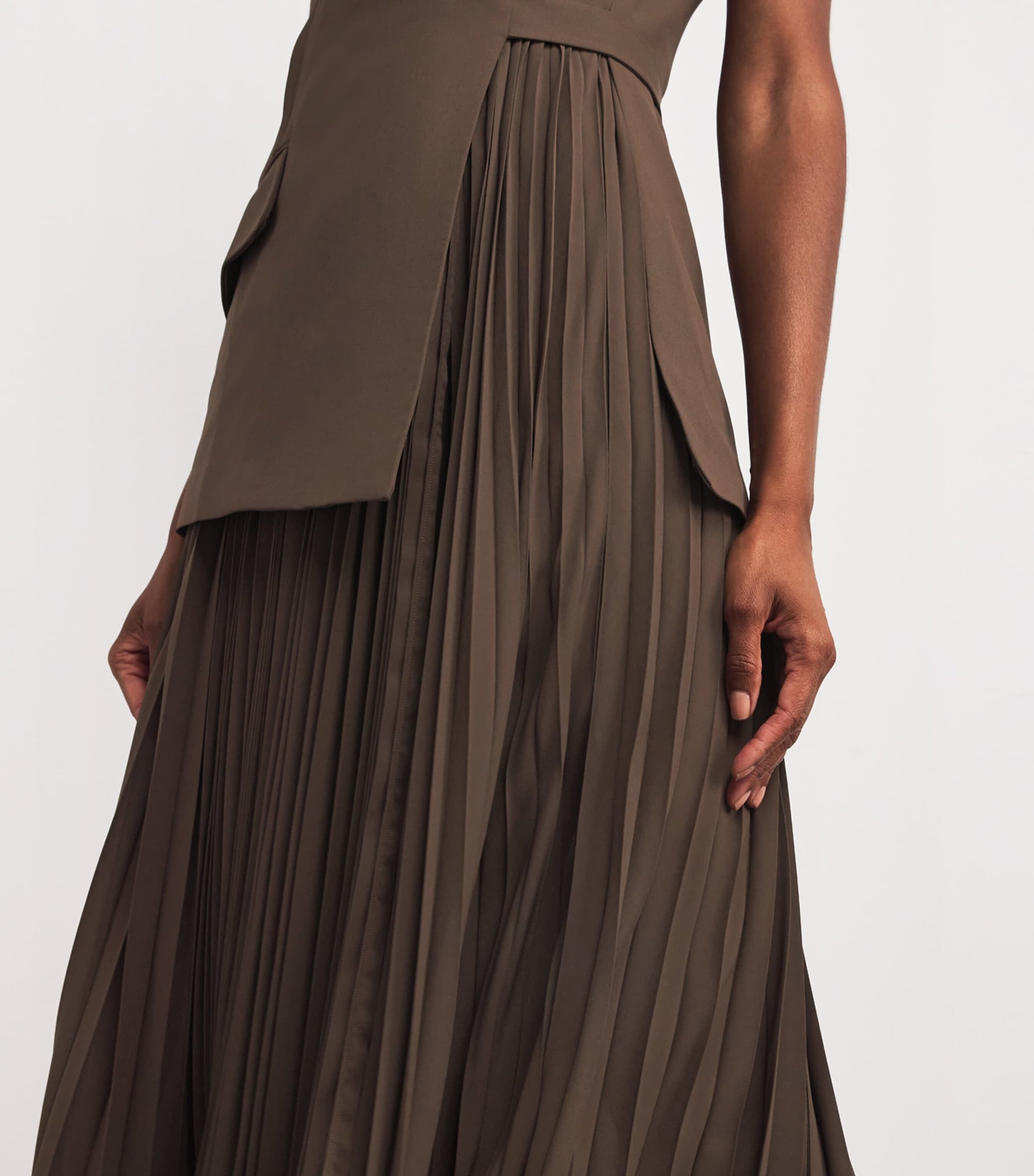 Pleated Blazer Helena Midi Dress COCOA
