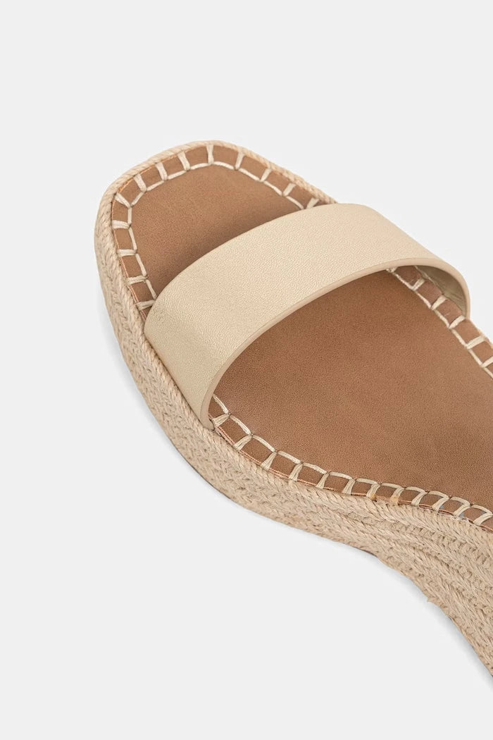 Steve Madden deri eğimli platform sandaletler Upstage