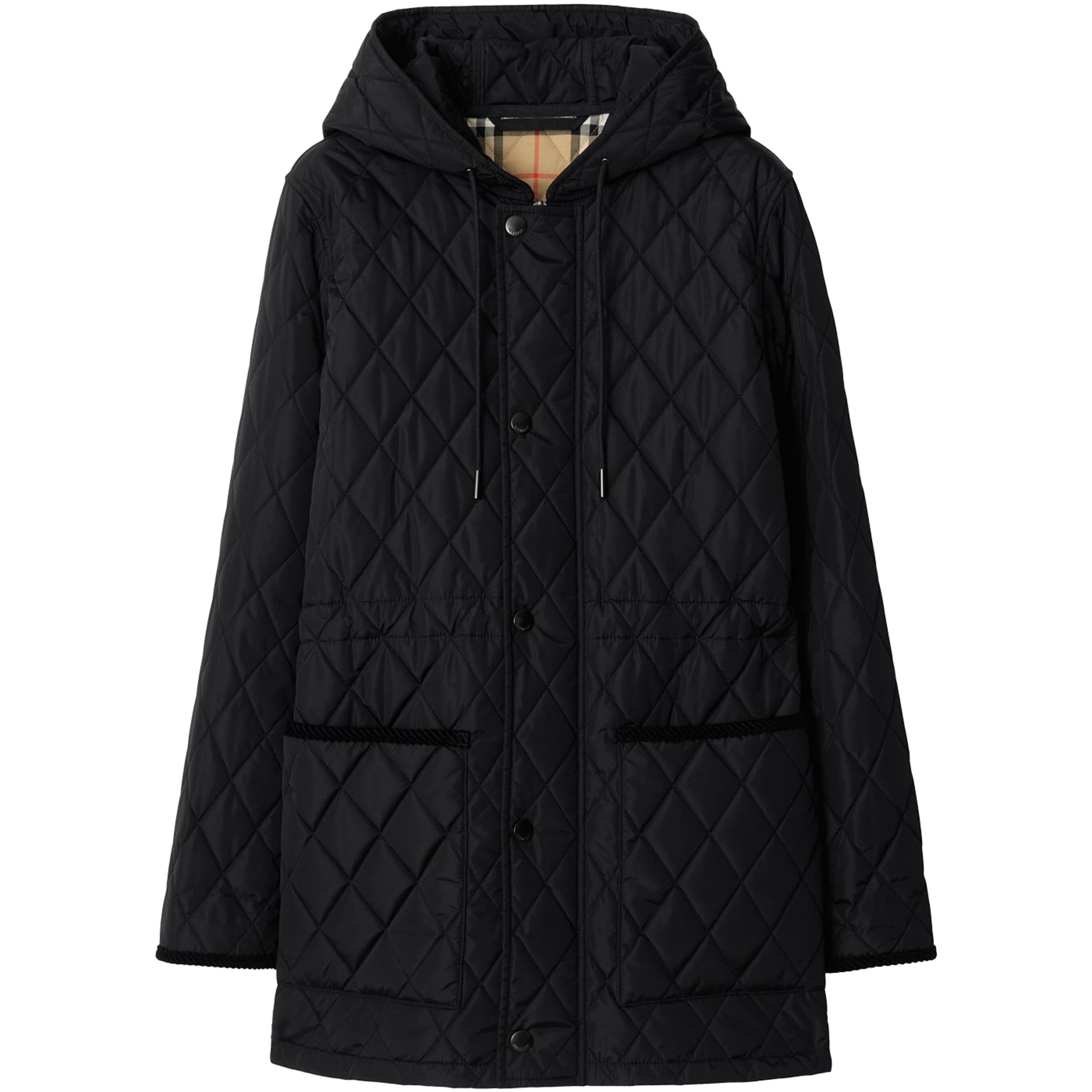 Black Nylon Quilted Parka