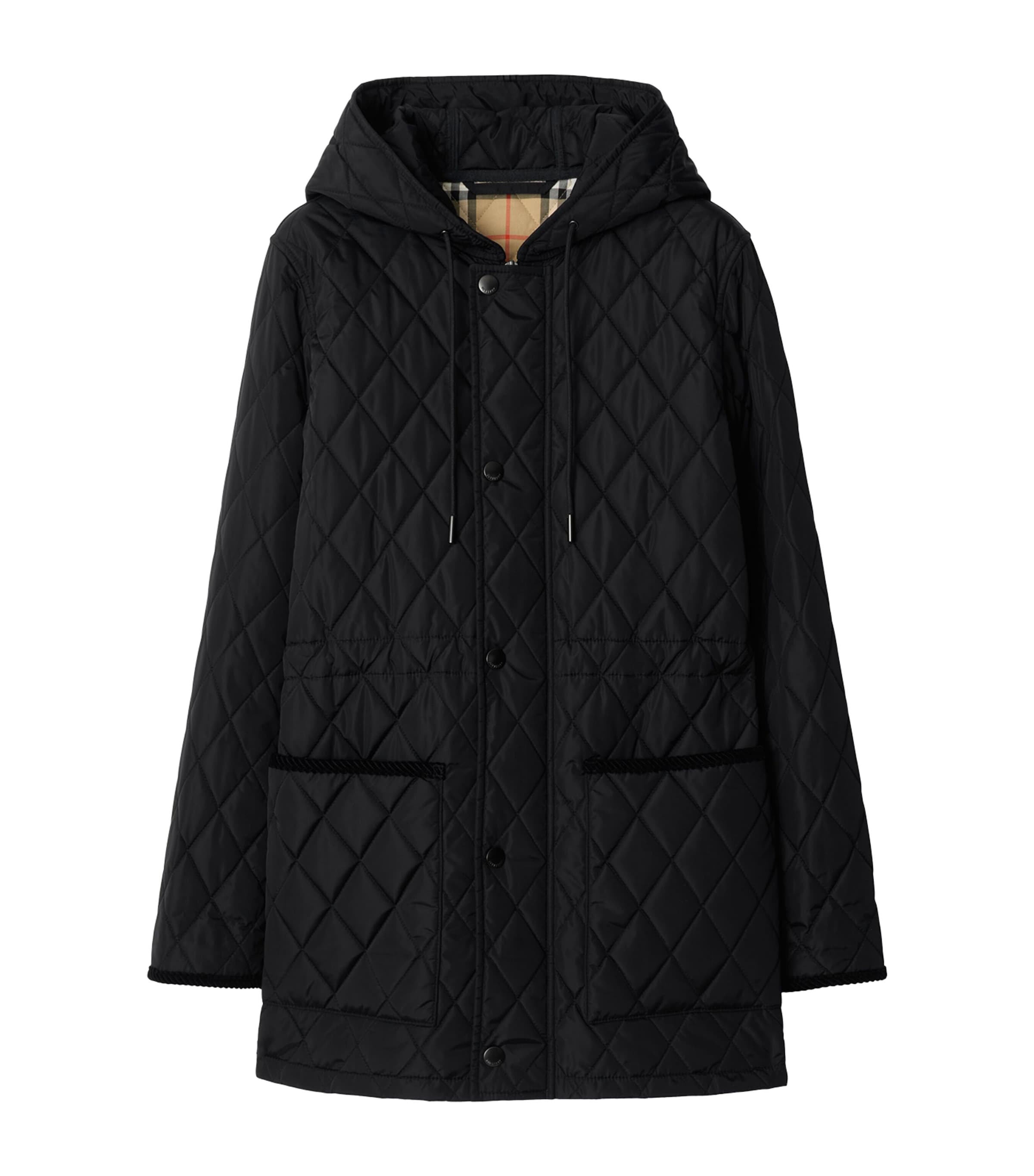 Black Nylon Quilted Parka