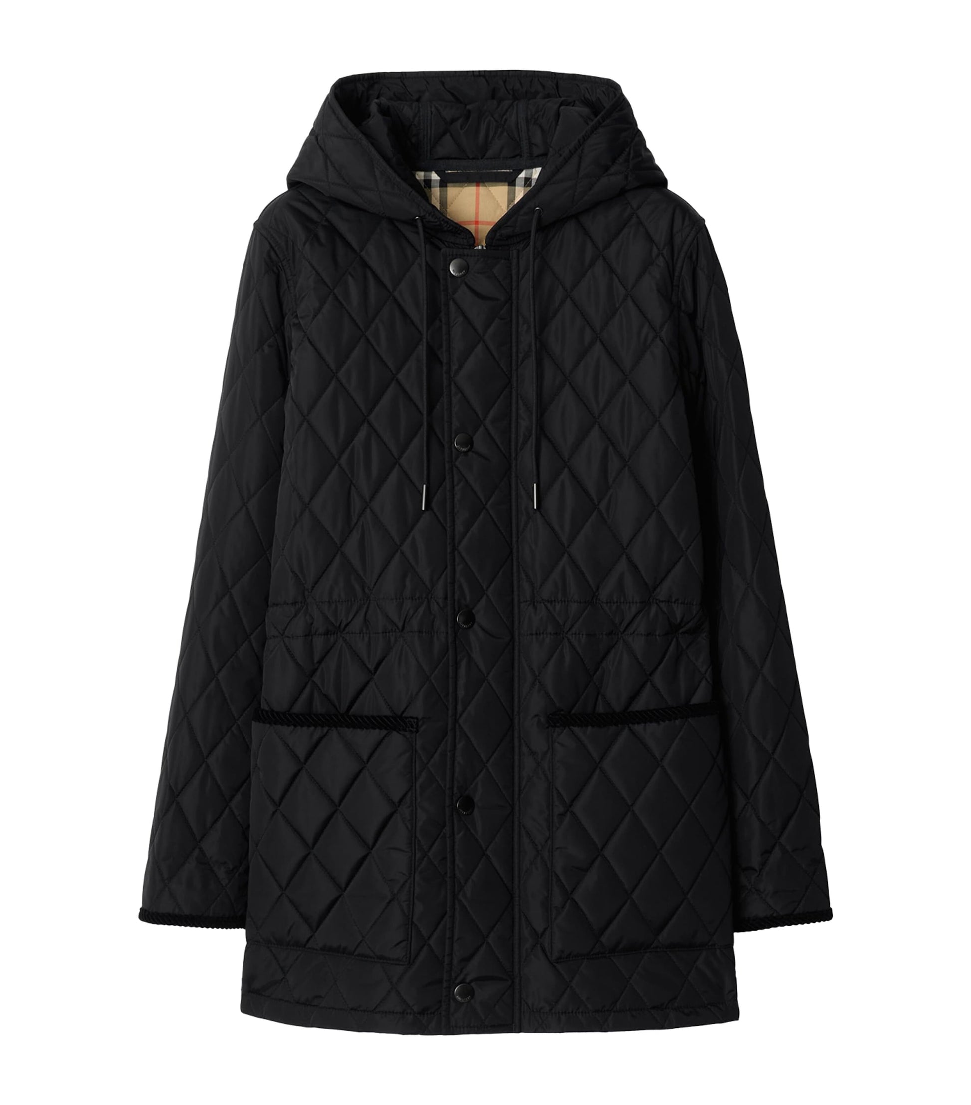 Black Nylon Quilted Parka