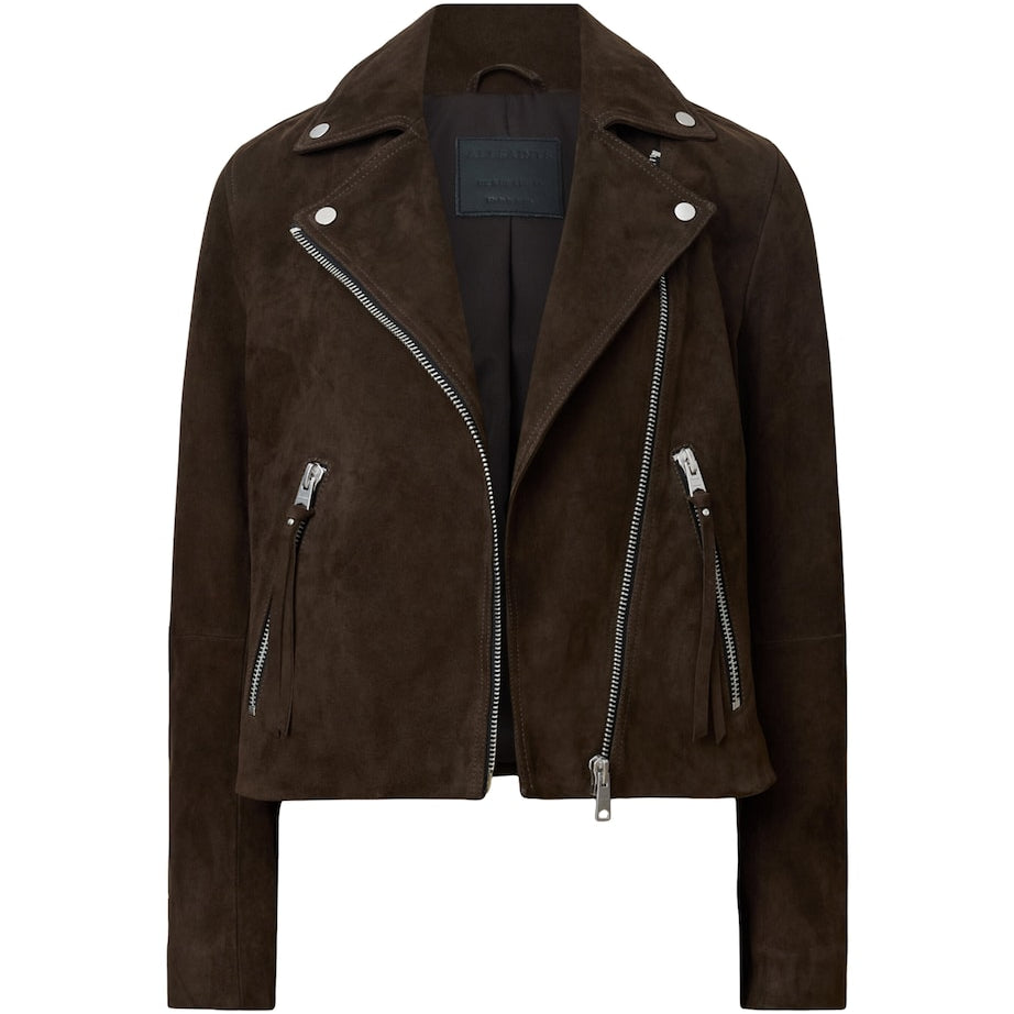 AllSaints Brown Suede Dalby Biker Jacket