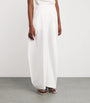 White Twill Pleated Ovalo Trousers
