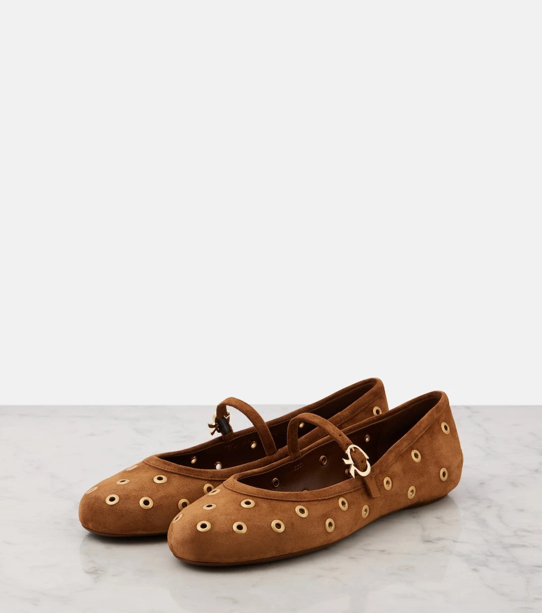 Gianvito Rossi - Studded suede Mary Jane flats
