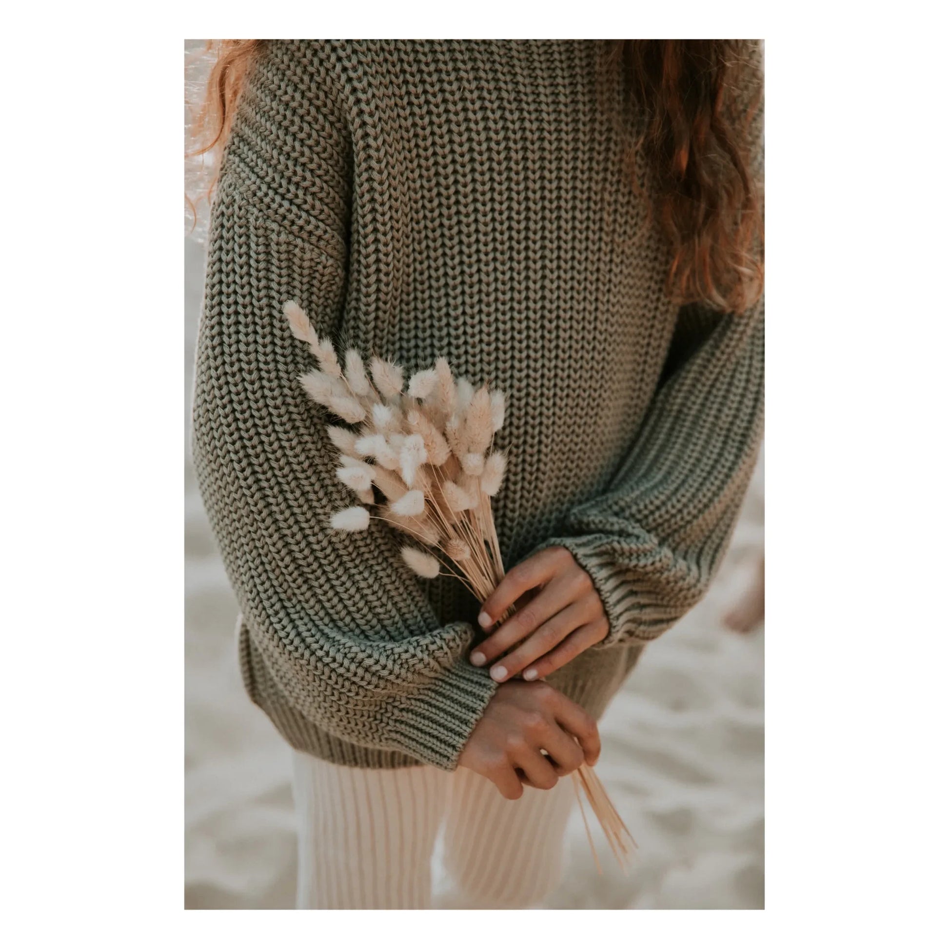 Yuki - Chunky Organic Cotton Jumper | Sage