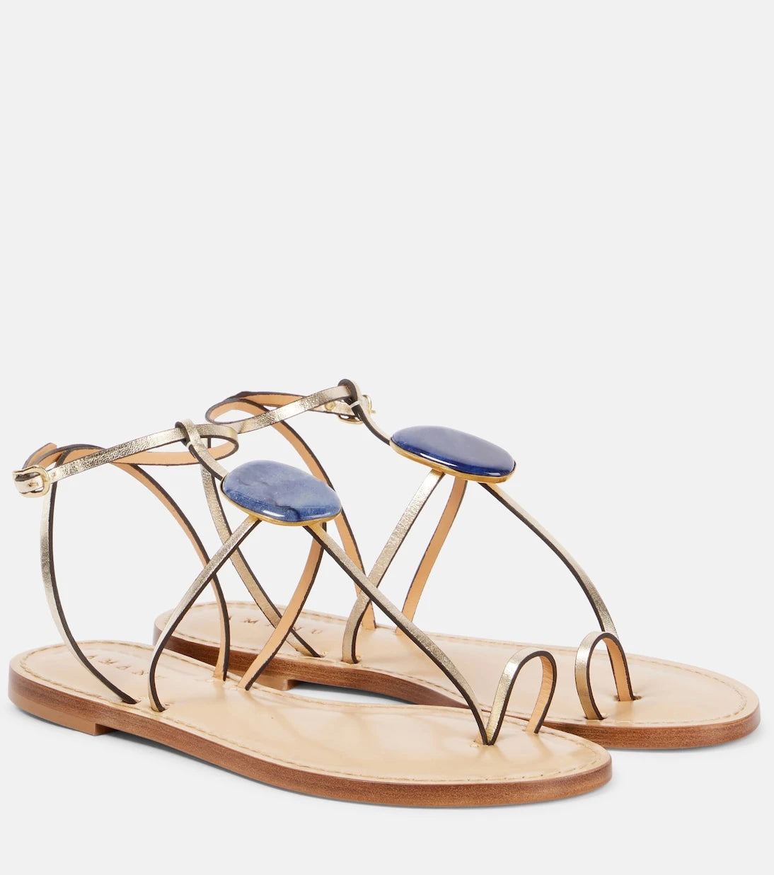 Amanu - Cairo embellished metallic leather sandals